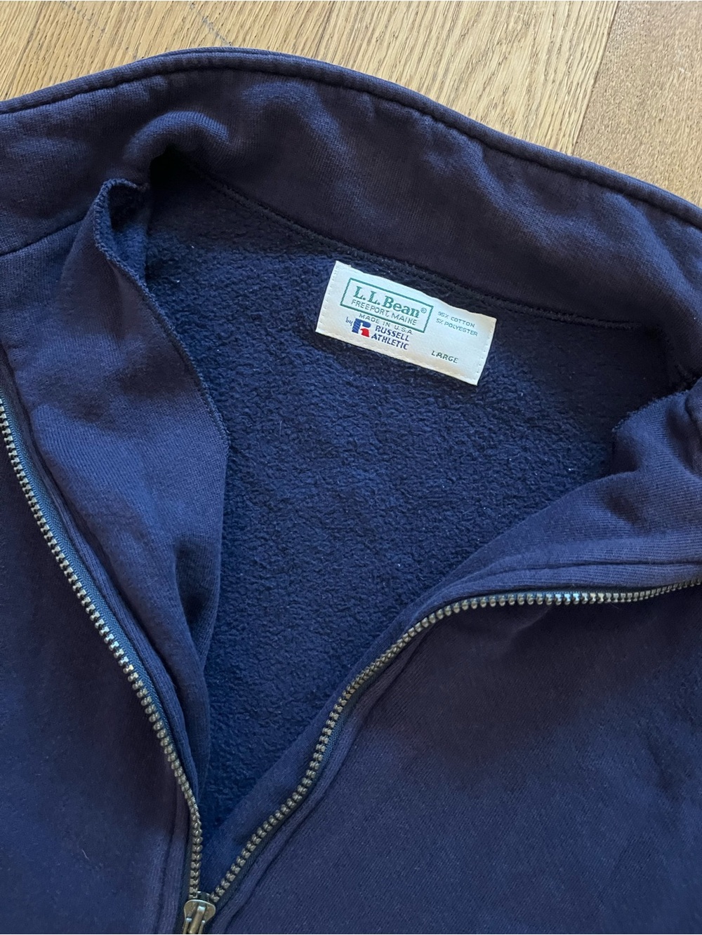 Vintage LL Bean Russell Athletic Jacket Large Purple Full Zip Sweatshirt USA